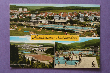 Ansichtskarte AK Neunkirchen Salchendorf 1973 Schwimmbad Freibad Sportheim Architektur Ortsansicht NRW